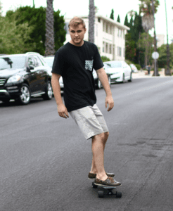 Ryan Olliges skateboarding on carbon fiber skateboard